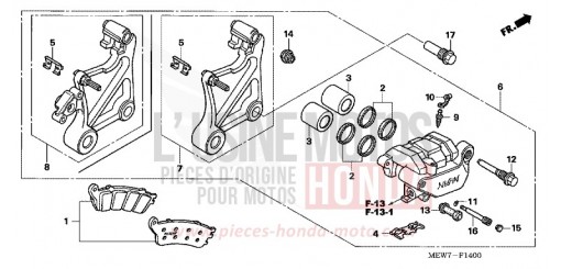 ETRIER DE FREIN ARRIERE NT700VA7 de 2007